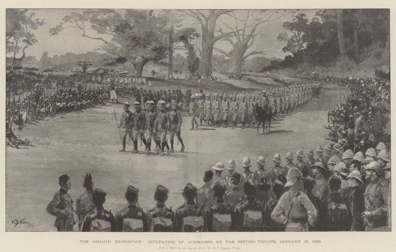 アシャンティ遠征、イギリス軍によるクーマシー占領、1896年1月17日 作： ウィリアムバーンズウール