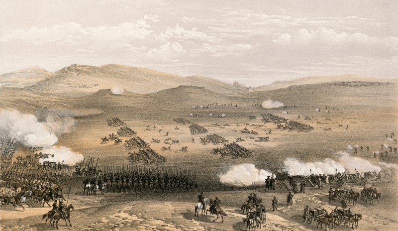 1854年10月25日、カーディガン伯爵の下での軽騎兵旅団の突撃 作： ウィリアムクリミアシンプソン