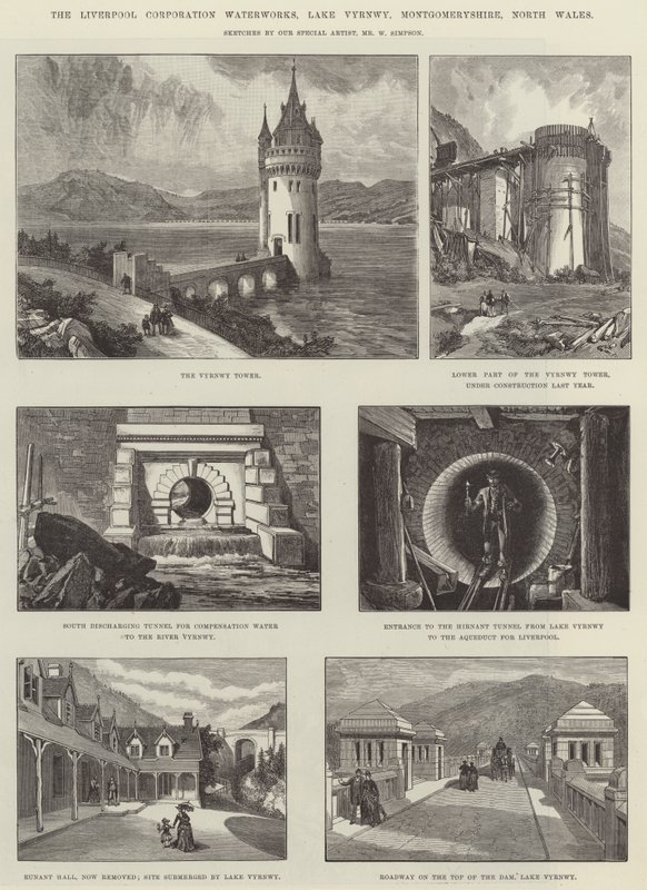 The Liverpool Corporation Waterworks、Lake Vyrnwy、Montgomeryshire、North Wales 作： ウィリアムクリミアシンプソン