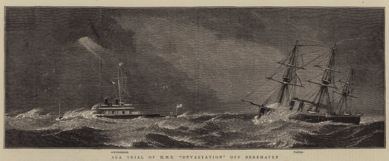 Berehaven沖のHMS Devastationの海上裁判 作： 