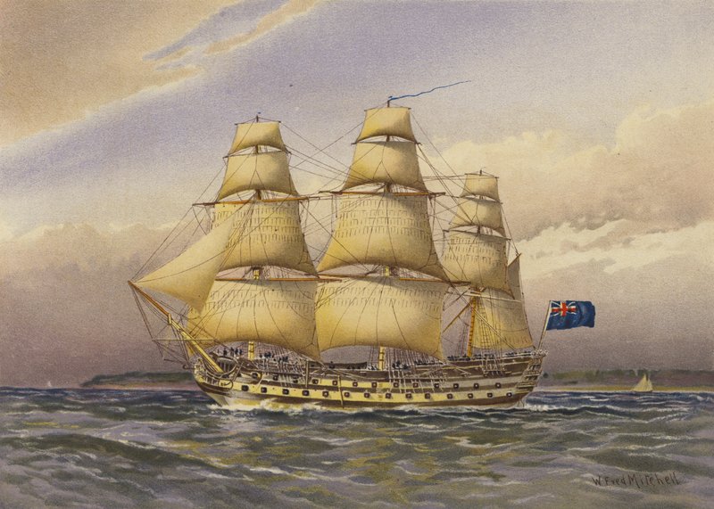 戦艦、1760年頃 作： ウィリアムフレデリックミッチェル