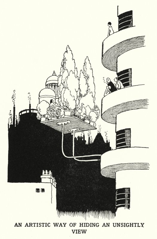 見苦しい景色を芸術的に隠す方法（リトグラフ 作： ウィリアムヒースロビンソン