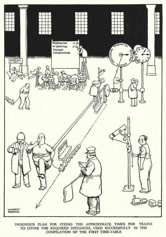 W・ヒース・ロビンソンによる「Railway Ribaldry」のイラスト（リトグラフ）。 作： ウィリアムヒースロビンソン