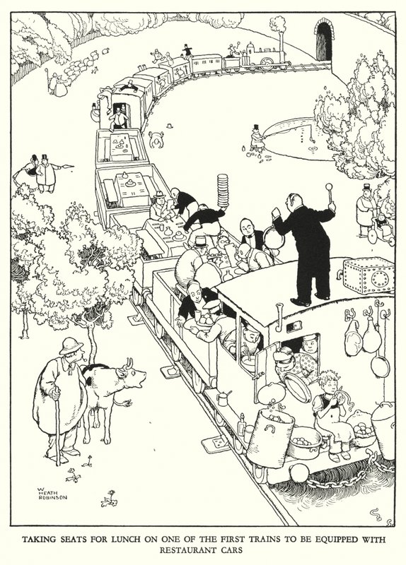 W・ヒース・ロビンソンによる「Railway Ribaldry」のイラスト（リトグラフ）。 作： ウィリアムヒースロビンソン
