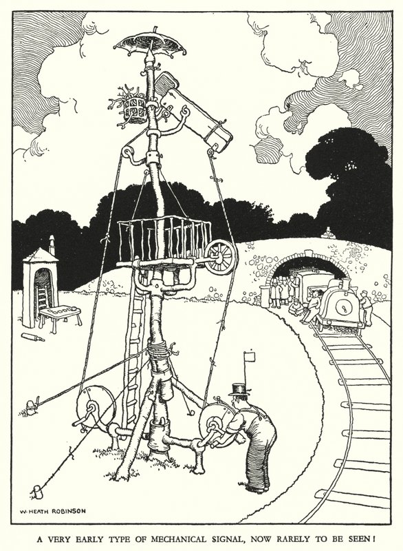 W・ヒース・ロビンソンによる「Railway Ribaldry」のイラスト（リトグラフ）。 作： ウィリアムヒースロビンソン