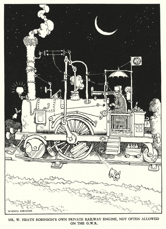 W・ヒース・ロビンソンによる「Railway Ribaldry」のイラスト（リトグラフ）。 作： ウィリアムヒースロビンソン