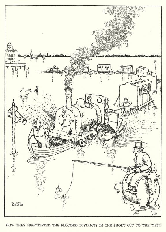 W・ヒース・ロビンソンによる「Railway Ribaldry」のイラスト（リトグラフ）。 作： ウィリアムヒースロビンソン