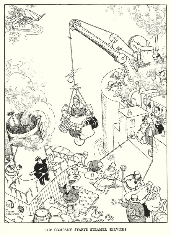 W・ヒース・ロビンソンによる「Railway Ribaldry」のイラスト（リトグラフ）。 作： ウィリアムヒースロビンソン