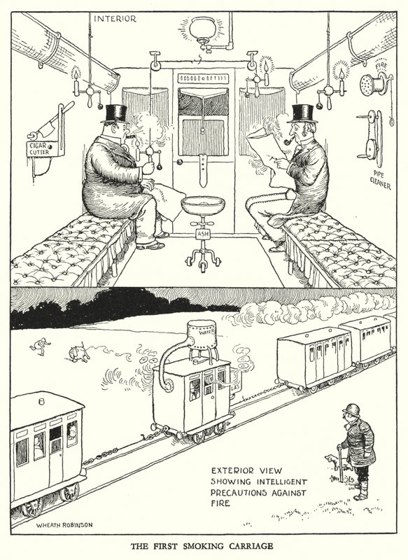 W・ヒース・ロビンソンによる「Railway Ribaldry」のイラスト（リトグラフ）。 作： ウィリアムヒースロビンソン