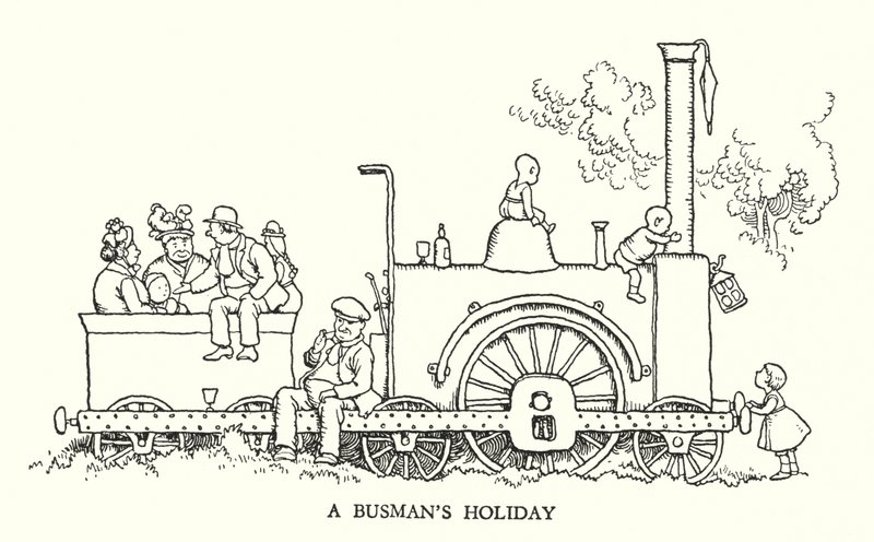 W・ヒース・ロビンソンによる「Railway Ribaldry」のイラスト（リトグラフ）。 作： ウィリアムヒースロビンソン