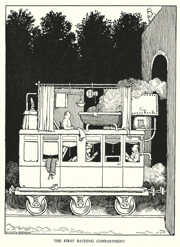 W・ヒース・ロビンソンによる「Railway Ribaldry」のイラスト（リトグラフ）。 作： ウィリアムヒースロビンソン