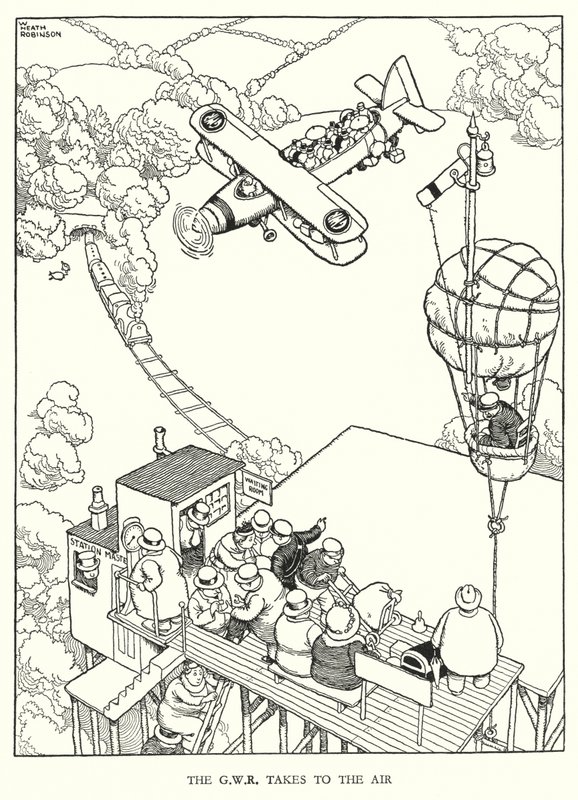 W・ヒース・ロビンソンによる「Railway Ribaldry」のイラスト（リトグラフ）。 作： ウィリアムヒースロビンソン