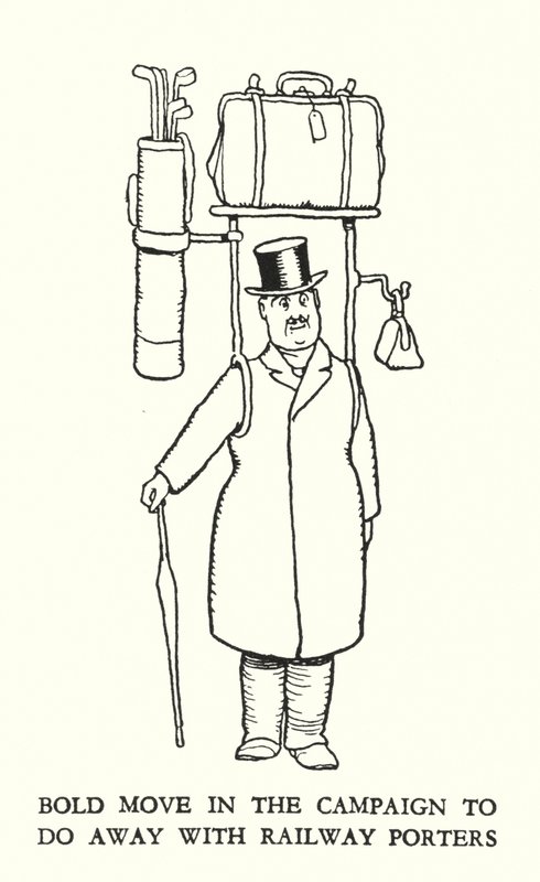 W・ヒース・ロビンソンによる「Railway Ribaldry」のイラスト（リトグラフ）。 作： ウィリアムヒースロビンソン