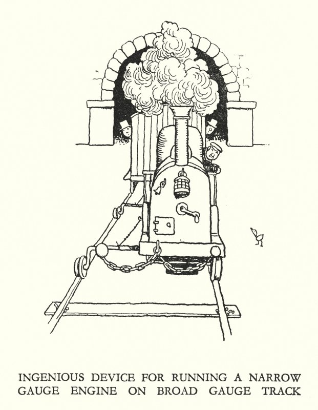 W・ヒース・ロビンソンによる「Railway Ribaldry」のイラスト（リトグラフ）。 作： ウィリアムヒースロビンソン