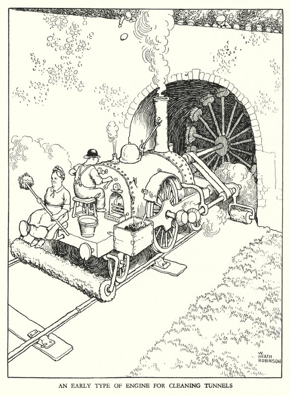 W・ヒース・ロビンソンによる「Railway Ribaldry」のイラスト（リトグラフ）。 作： ウィリアムヒースロビンソン