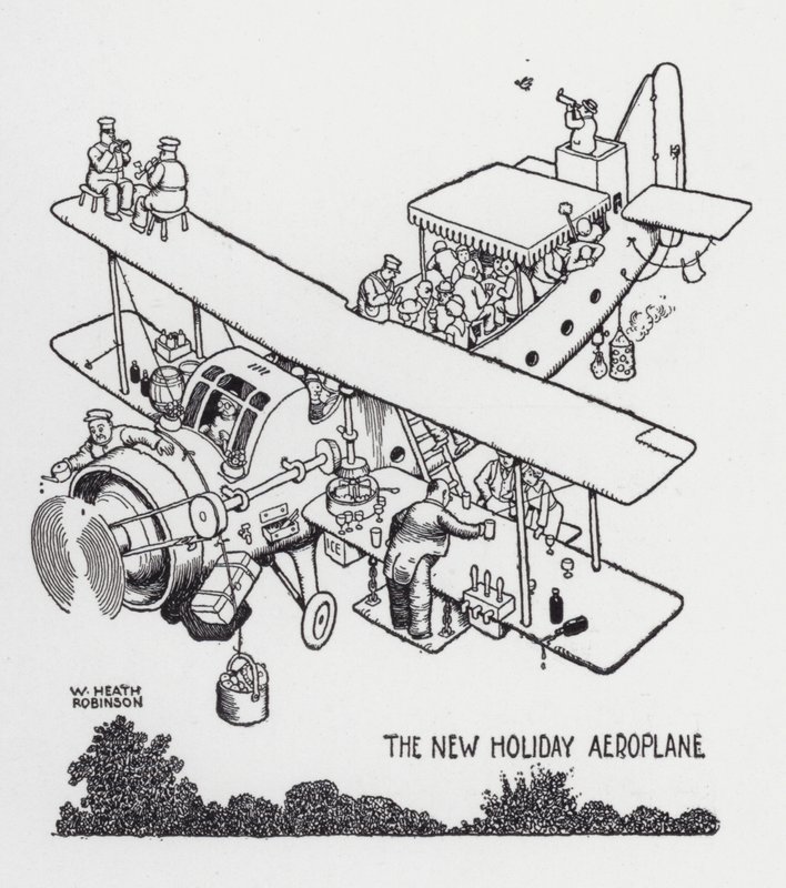 新しい休日用の飛行機（リトグラフ 作： ウィリアムヒースロビンソン