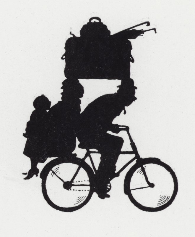 家族で自転車に乗ってツーリング（リトグラフ 作： ウィリアムヒースロビンソン
