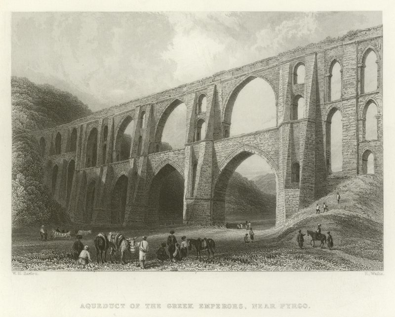 トルコのPyrgo近くの皇帝の水道橋 作： ウィリアム・ヘンリー・バートレット