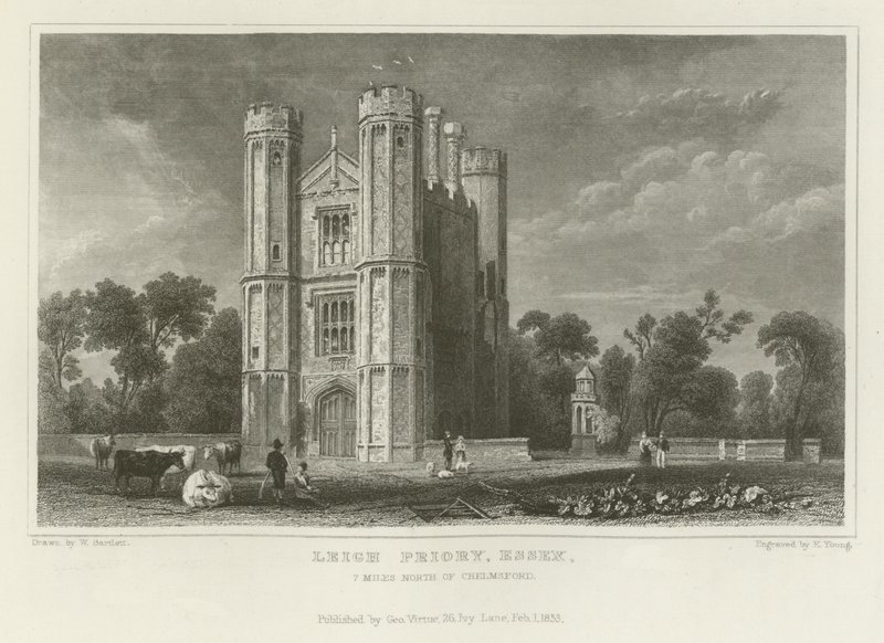 Leigh Priory、エセックス、チェルムズフォードの北7マイル 作： ウィリアム・ヘンリー・バートレット