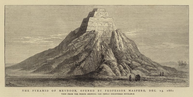 1881年12月13日、Maspero教授によって開かれたMeydoonのピラミッド 作： ウィリアムヘンリージェームズボート