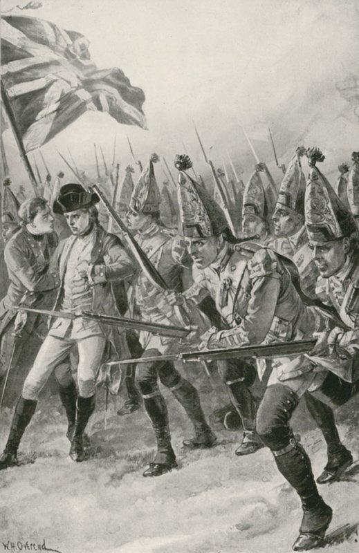 ウルフ将軍はアブラハムの平原で攻撃を主導しているため、致命傷を負った 作： ウィリアムヘイシャムオーバーエンド
