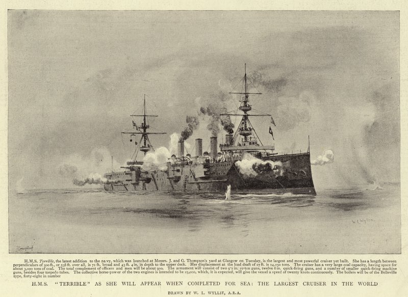 世界最大の巡洋艦「シー」の完成時に登場するHMS恐ろしい 作： ウィリアムライオネルワイリー