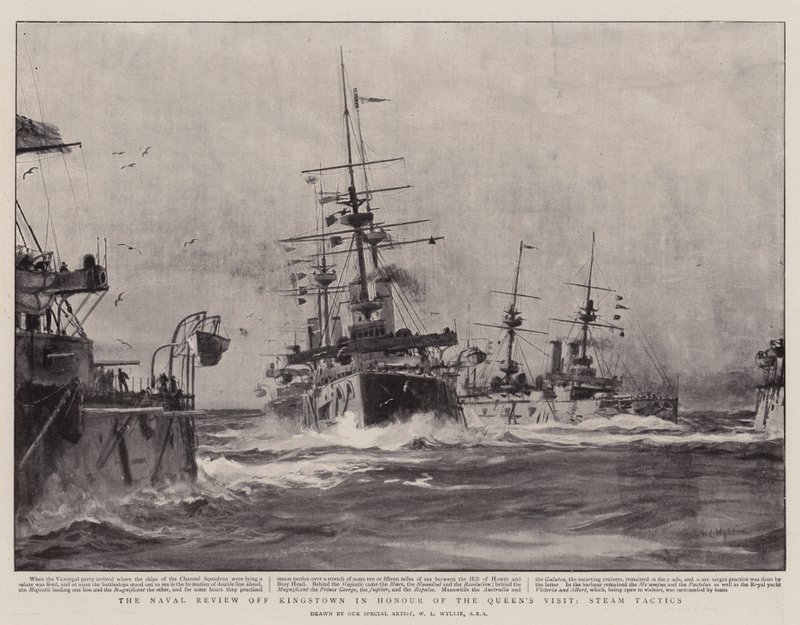 女王の訪問を称えるキングスタウン沖の海軍レビュー、蒸気戦術 作： ウィリアムライオネルワイリー