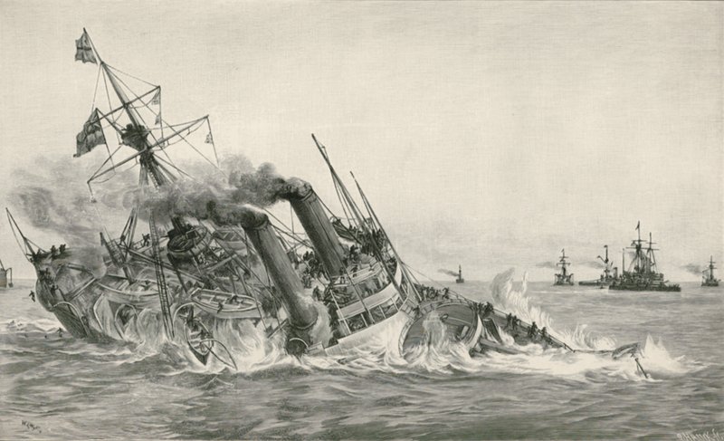 HMS Camperdownとの衝突後のHMS Victoriaの沈没 作： ウィリアムライオネルワイリー