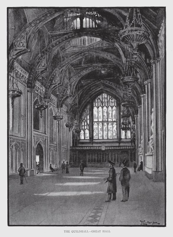 The Guildhall, Great Hall (litho) 作： ウィリアム・ルーカー