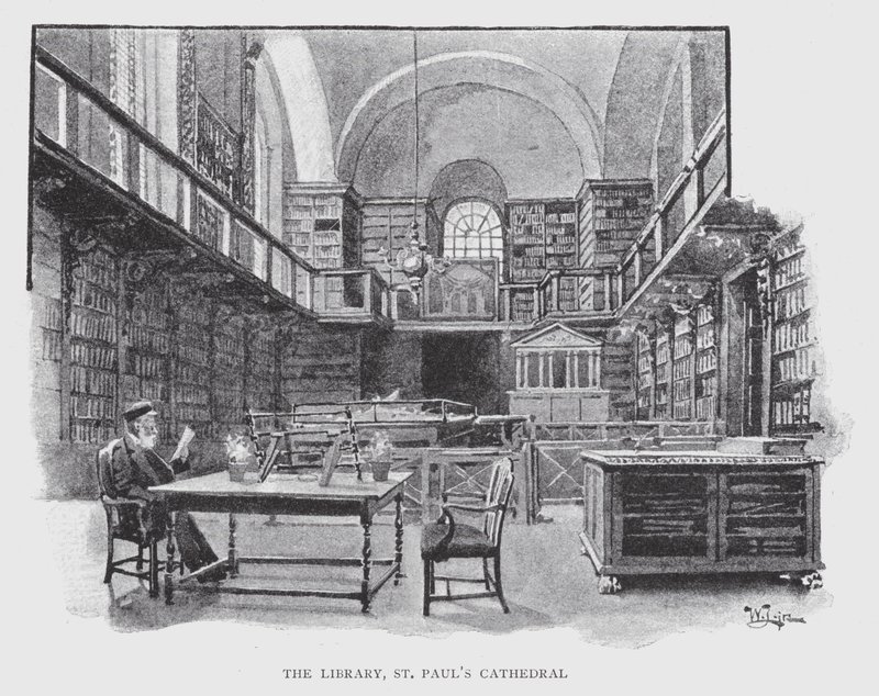 セント・ポール大聖堂の図書館（リトグラフ 作： ウィリアム・ルーカー