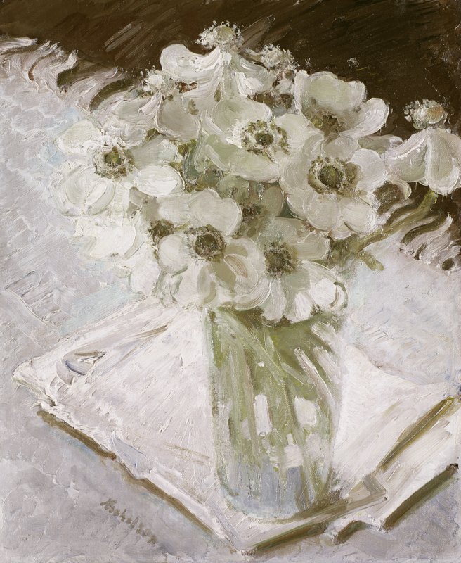 油彩　アネモネと水差し William_Nicholson_-