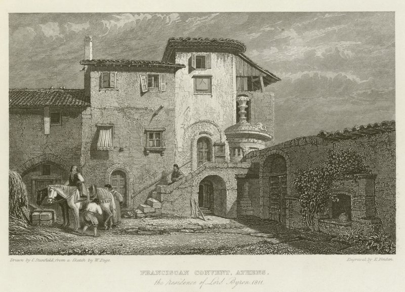 フランシスコ会修道院、アテネ、バイロン卿の住居、1811年 作： C.スタンフィールドの後