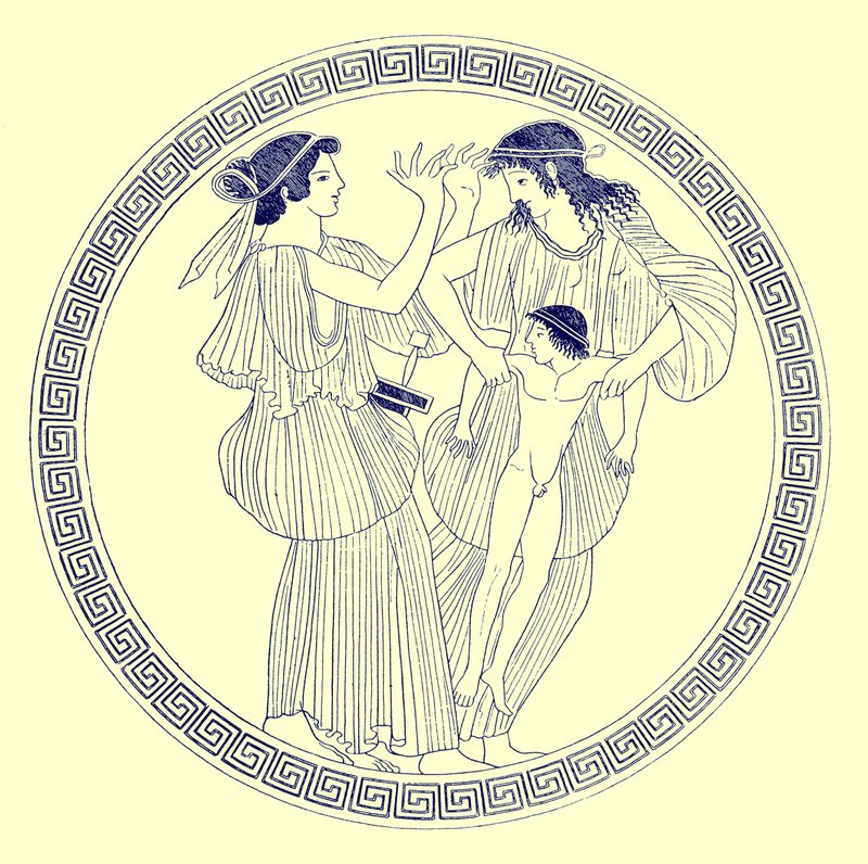 Prokne、Philomela、Itys、JE Harrison、DS MacCollによるギリシャの花瓶の絵画のイラスト、1894年発行（デジタル化された画像） 作： 英語学校の後