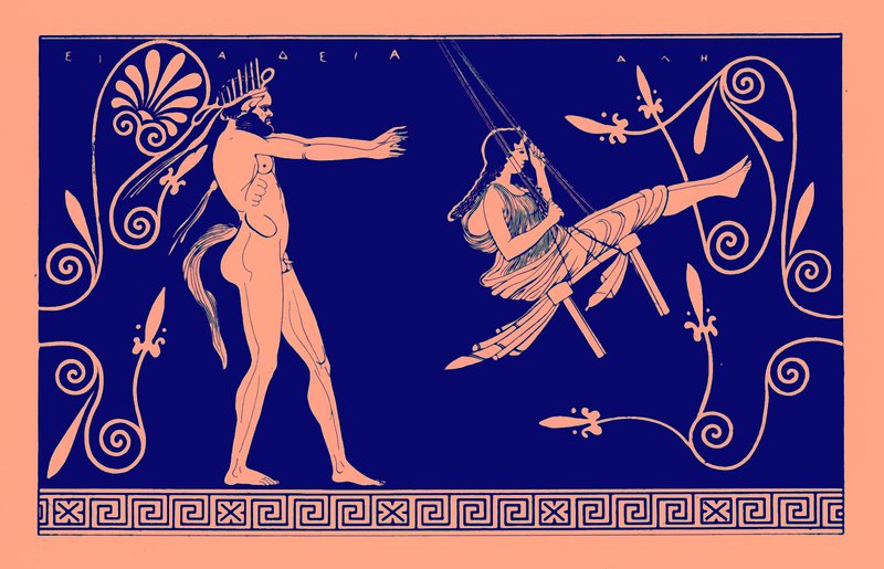 サイレンスウィングメイデン、JEハリソンとDSマッコールによるギリシャの花瓶の絵画のイラスト、1894年発行（デジタル処理された画像） 作： 英語学校の後