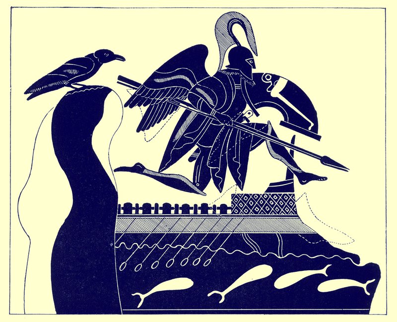JE HarrisonとDS MacCollによるギリシャの花瓶の絵画からのイラスト、パトロクロスの幽霊、1894年発行（デジタル拡張画像） 作： 英語学校の後