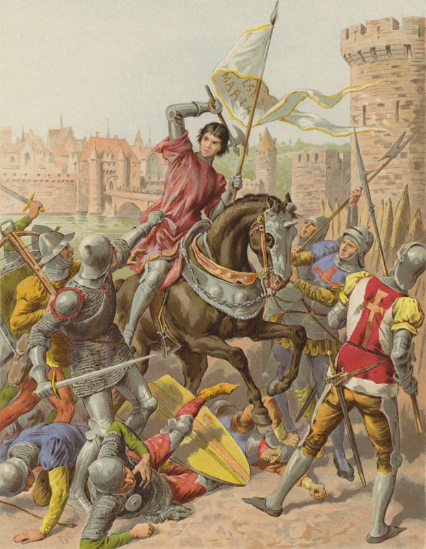 Jeanne DArcがCompiegne（chromolitho）の囚人を捕らえた 作： フレデリック・セオドア・リックスの後