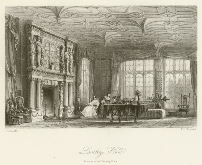 応接室のインテリア、Loseley Hall 作： トーマス・アロムの後