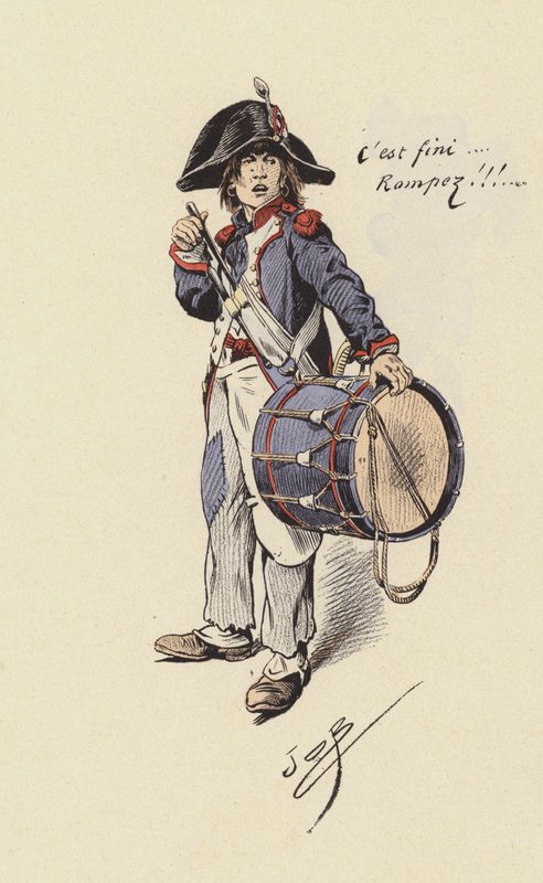 ドラマーボーイ（カラーリトグラフ 作： Onfray de Breville JacquesJobの仮名