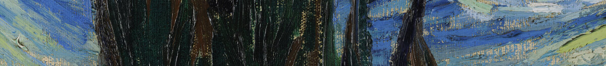 星月夜 (Vincent van Gogh), Detail: Dunkle Zypresse