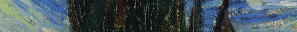 星月夜 (Vincent van Gogh), Detail: Dunkle Zypresse