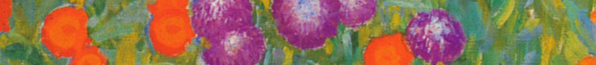 農家の庭 (Gustav Klimt), Detail: Violette Astern und rote Mohnblüten