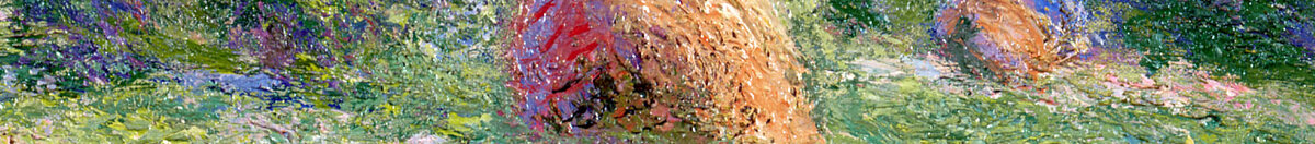 春の効果、ジヴェルニー、1890年 (Claude Monet), Detail: Heuhaufen in der Wiese