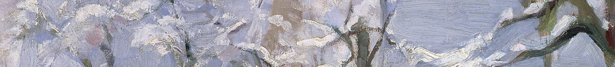 カササギ (Claude Monet), Detail: Verschneite Hausdächer
