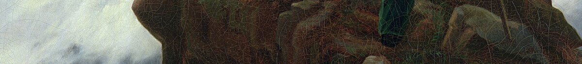 雲海の上の旅人 (Caspar David Friedrich), Detail: Felsgipfel im Nebel