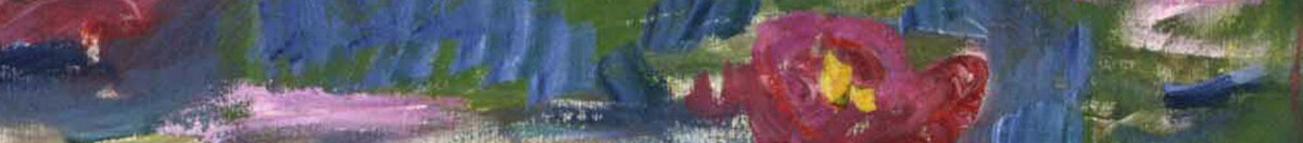 睡蓮、1916年 (Claude Monet), Detail: Blüten links mit Spiegelung