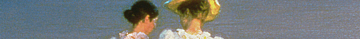 アンナ・アンカーとマリー・クローイヤーのいるスケーエン南海岸の夏の夕べ (Peder Severin Krøyer), Detail: Gesichter und Strohhut