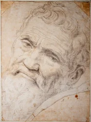 ミケランジェロ・ブオナローティの肖像。 石炭、紙にチョーク、1550 年頃