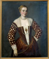 ヴェネツィアの女性の肖像。パオロ・ヴェロネーゼ（1528-1588）の絵画