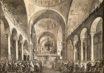 Canaletto (1697-1768) および Giovanni Battista Brustolon (1712-1796) として知られる Giovanni Antonio Canal は、新たに選出されたヴェネツィア総督の彫刻です。 イタリア