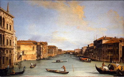 Vue du Grand Canal (ヴェネツィア、イタリア) (大運河の眺め) - ジョヴァンニ・アントニオ・カナル・ディット・カナレット (1697-1768) による絵画、キャンバスに油彩 (45x73 cm)